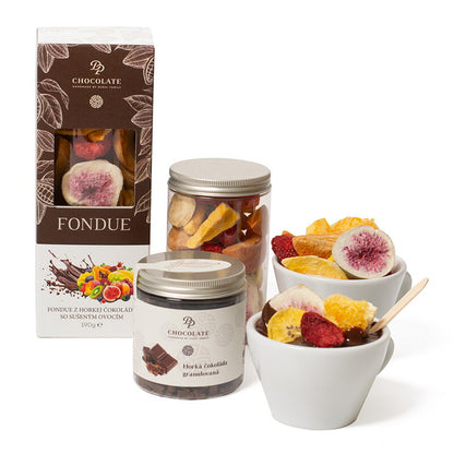 Fondue z gorzkiej czekolady z suszonymi owocami (190g)