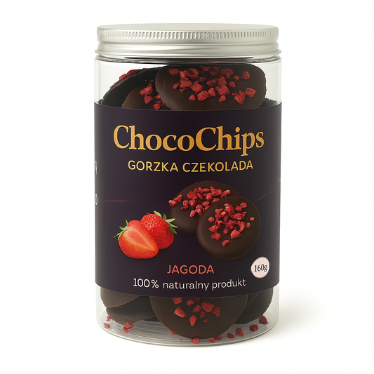 ChocoChips - Czekolada gorzka z truskawkami (160g)