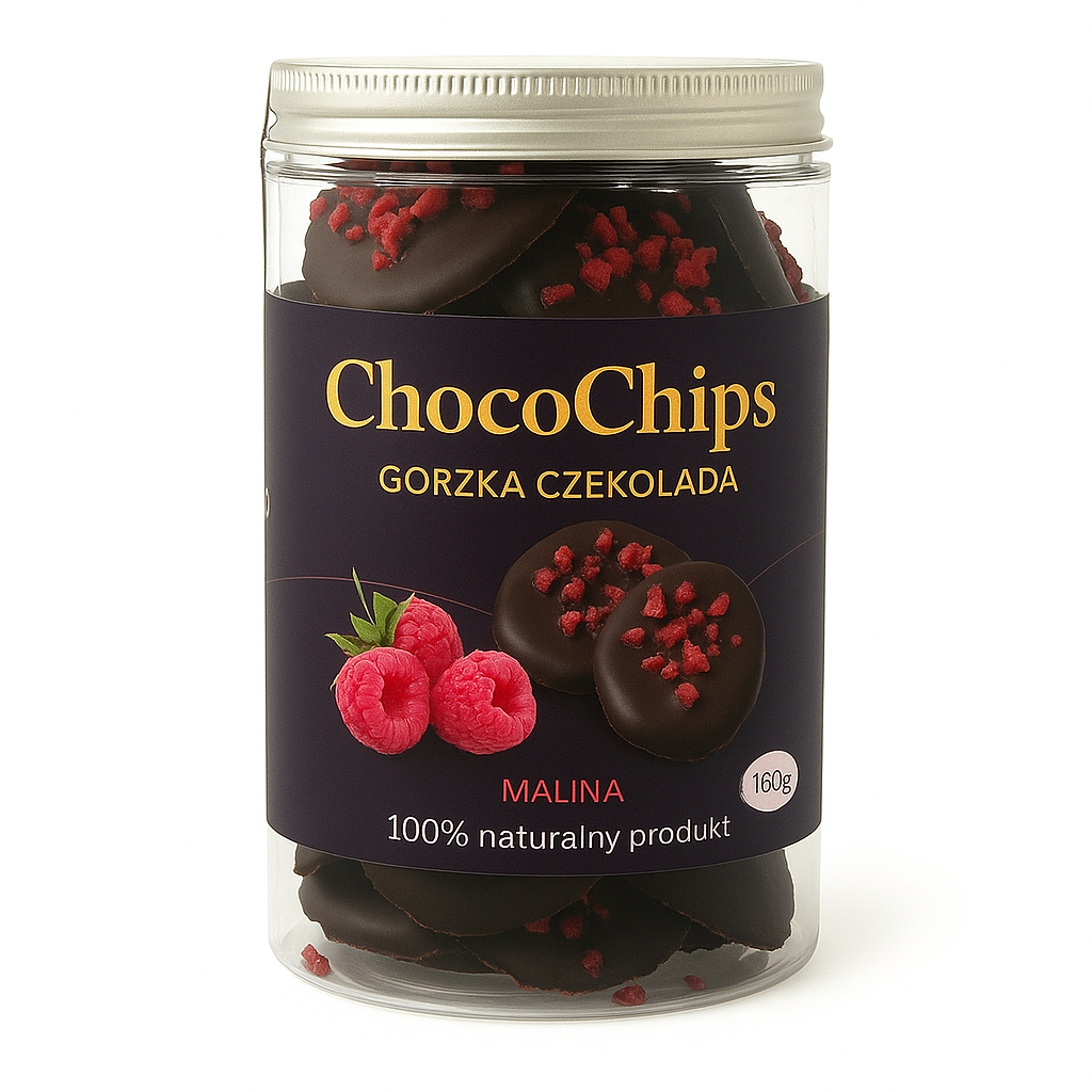 ChocoChips - Czekolada gorzka z malinami (160g)