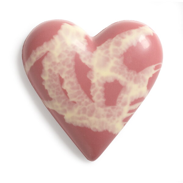 Czekoladowe serce RUBY wypełnione praliną migdałowo-malinową (100g)